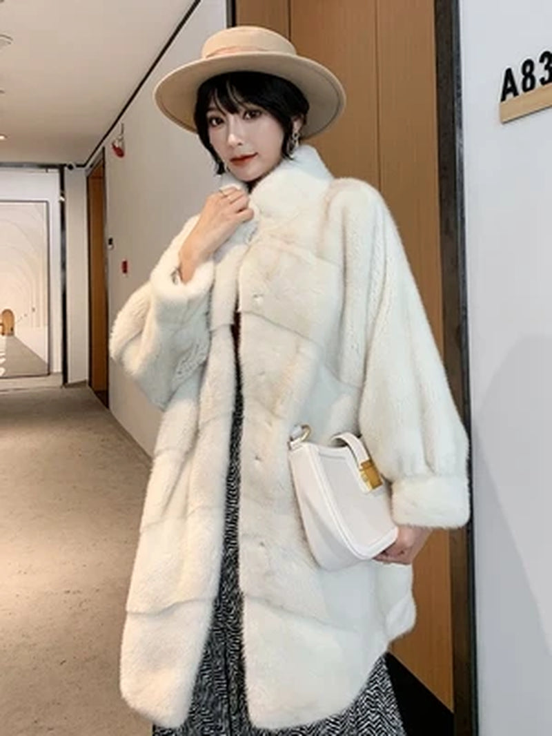 2025 New Import Real Mink Fur Coats Women High Quality Winter Warm Thick Natural Mink Fur Jackets Female Oversize