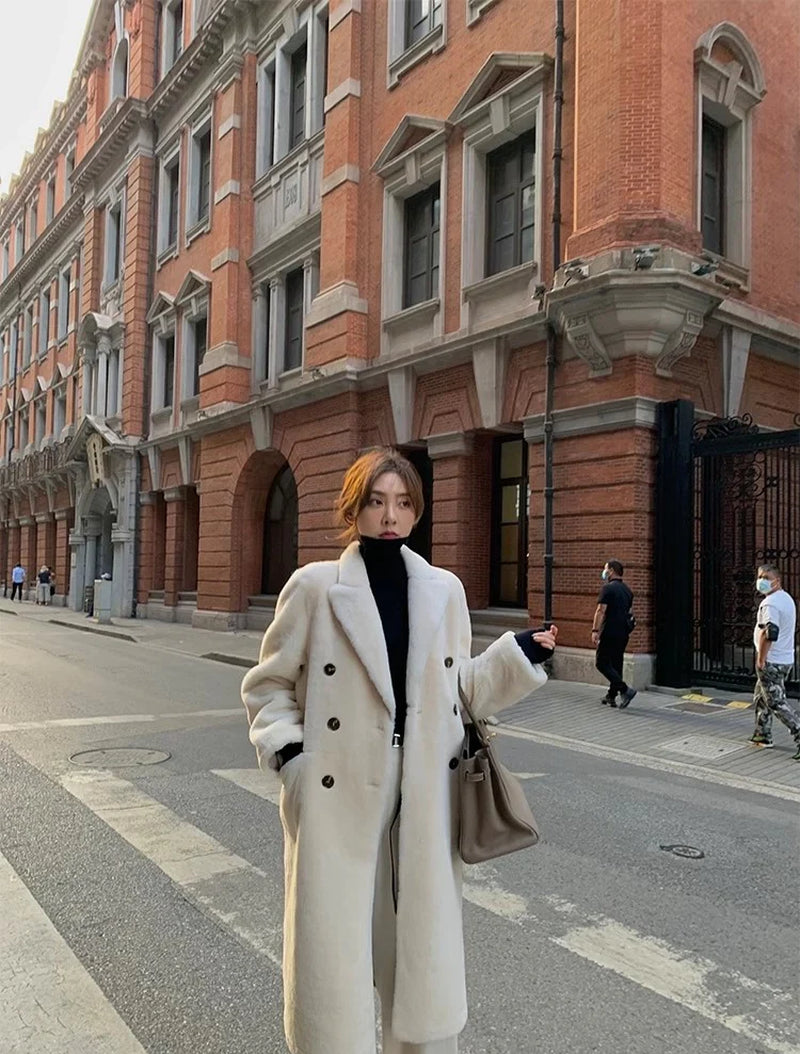 "Korean Drama Ace" Merino Mid-Length Sheepskin Coat