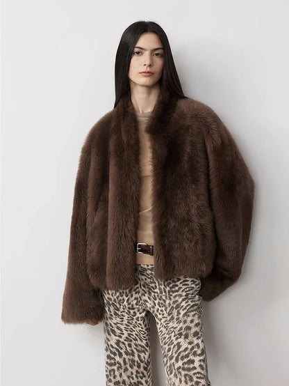 Practical Wearism Casual Urban Drop Shoulder Stand Collar Tuscan Sheepskin