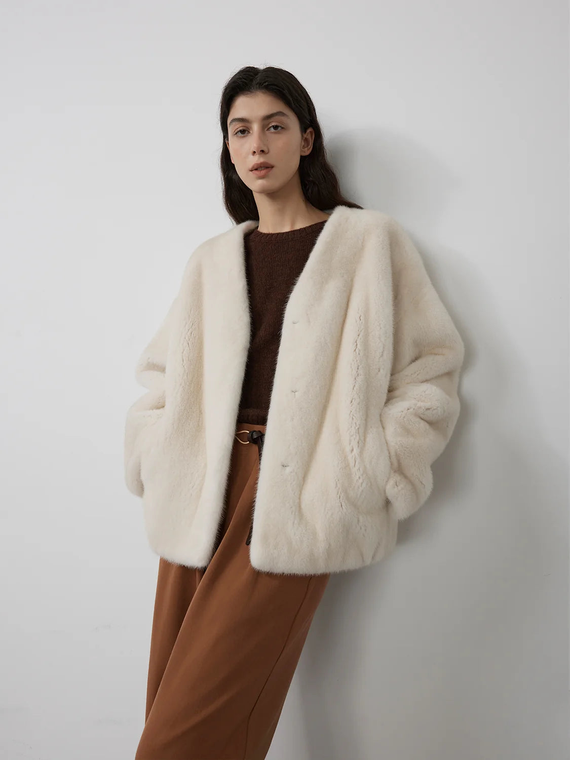 Louvre Mink V-Neck Jacket