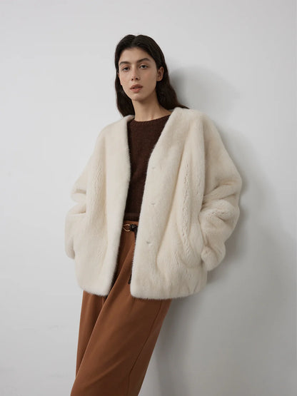 Louvre Mink V-Neck Jacket