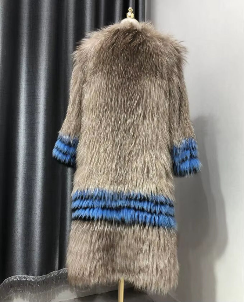 2019 Autumn Nature Fur Coat Jacket Fox Fur Knit Coat Winter Women Fur Fashion Pattern Fox Fur Medium Long Section Coats