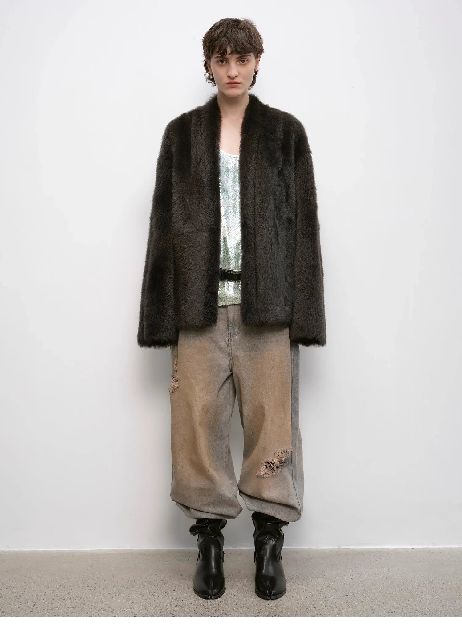 "Winter Love Island"Tuscan Fur One-Piece Coat Women'S Long Hanging Collar Straight Fur Coat