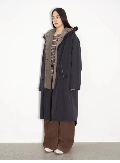 "Winter Institute" Windproof and Warm Drop Shoulder Large Version Long Hooded Detachable Liner Parka
