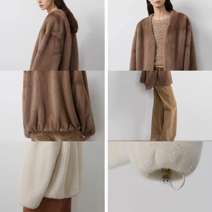 Louvre Mink V-Neck Jacket