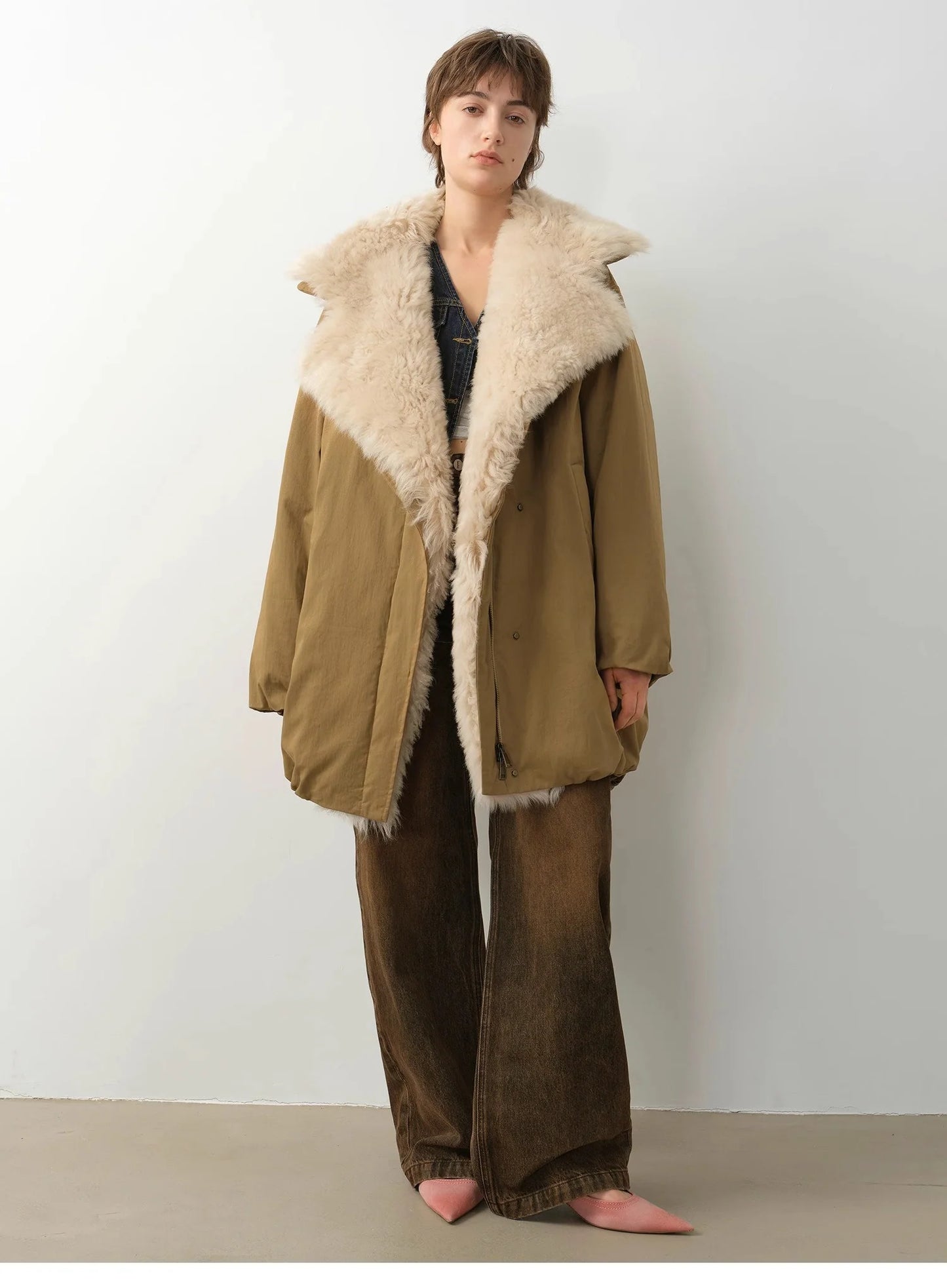 "Modern Introduction" Detachable Toka Fur Collar Fur Coat Silhouette 90 Goose down Parka Winter