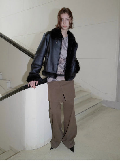 "Luxury and Elegance" Motorcycle Style Tuscan Sheepskin Short Fur Coat for Women