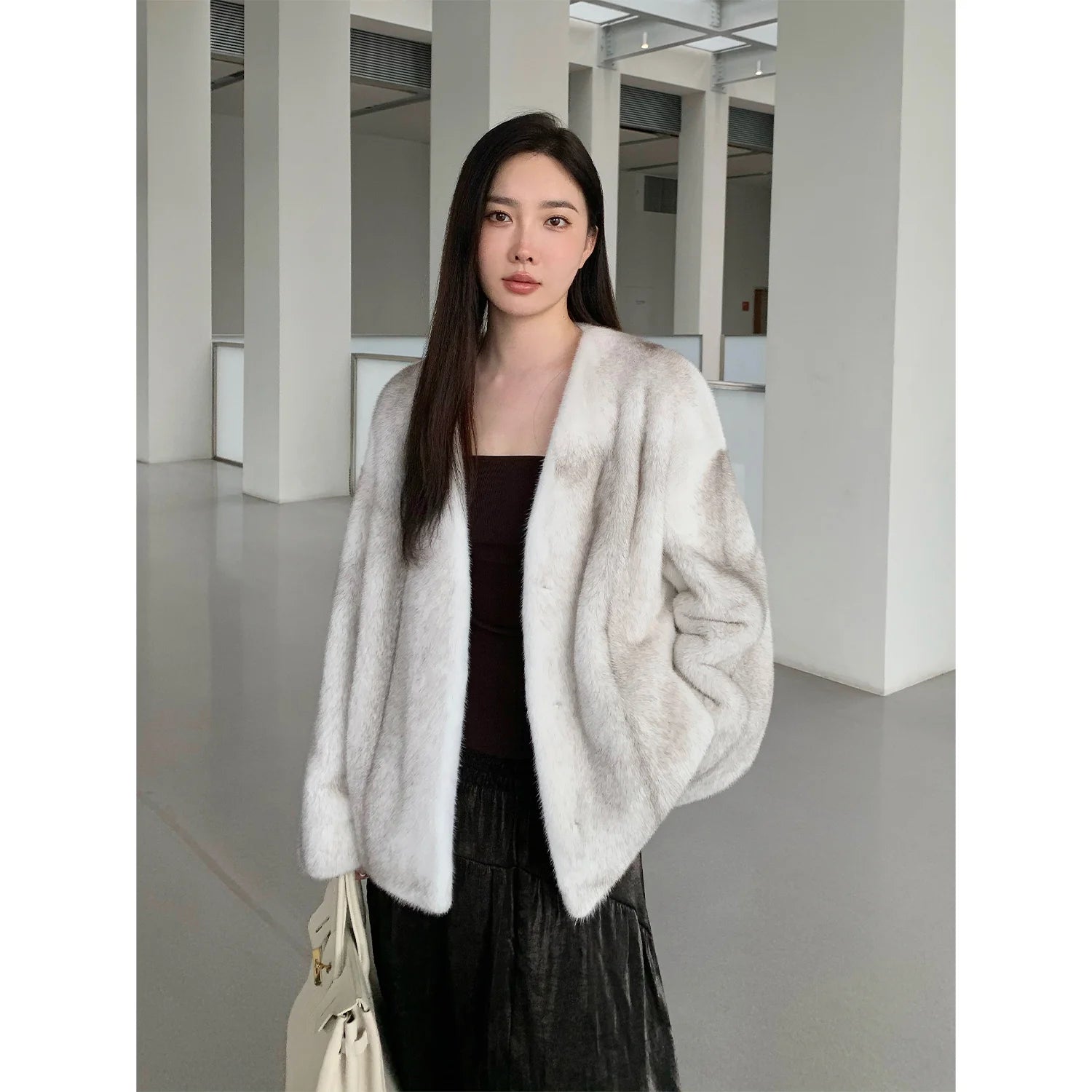 Louvre Mink V-Neck Jacket