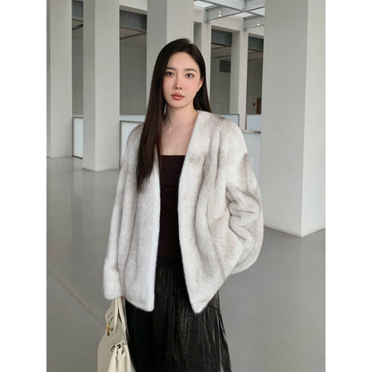 Louvre Mink V-Neck Jacket