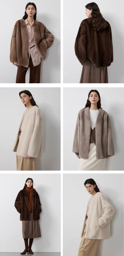 Swiss Snow Mink Velvet Fur Coat