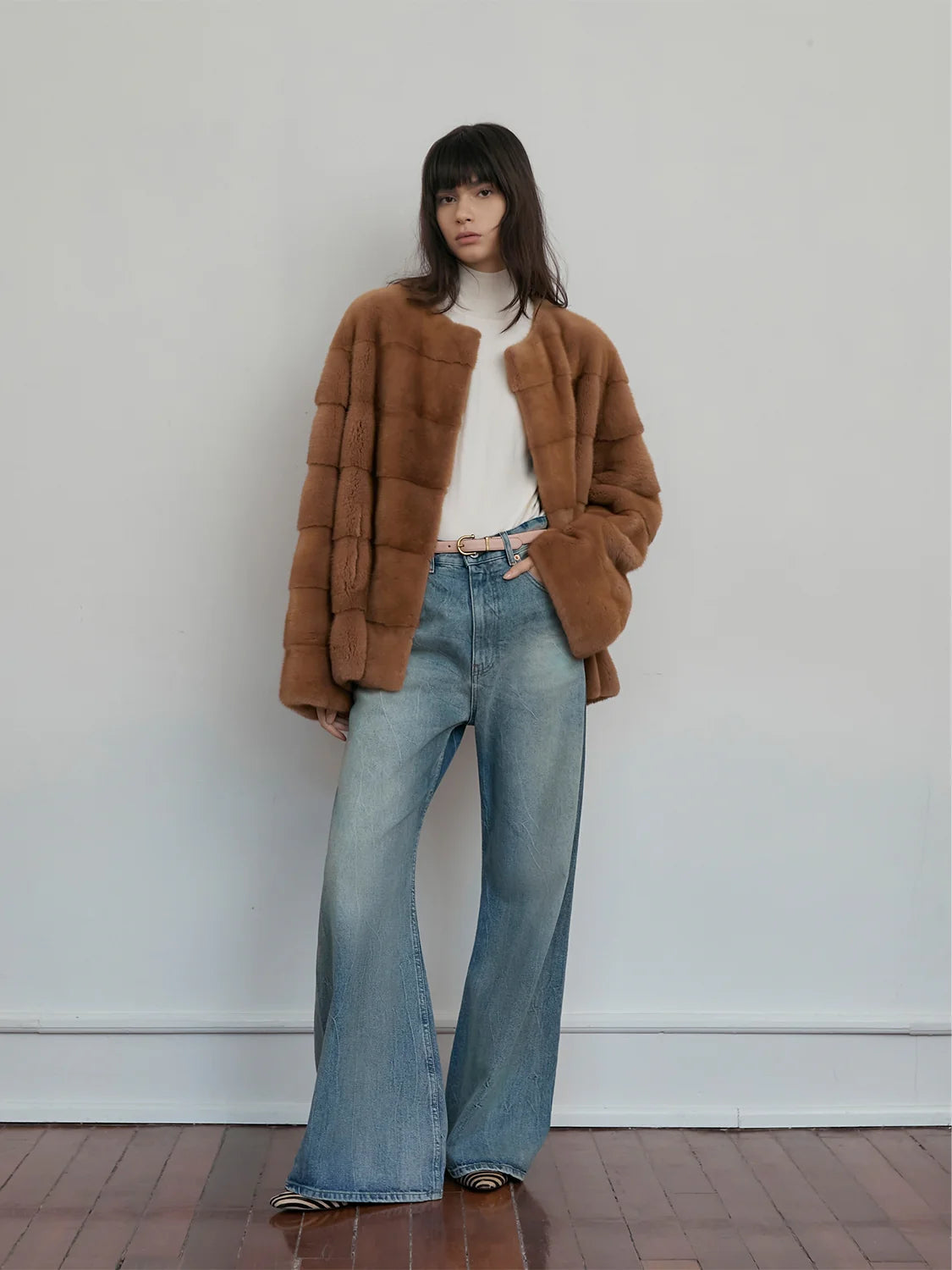 Vintage Clock Velvet Mink Fur Coat Winter