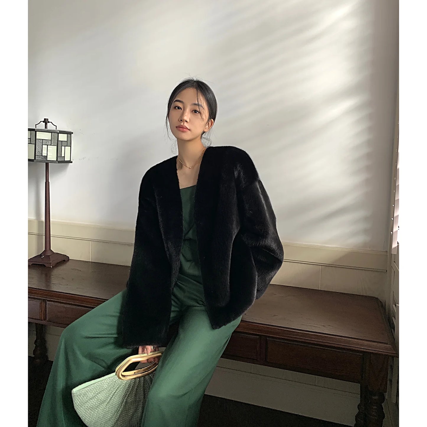 Louvre Mink V-Neck Jacket