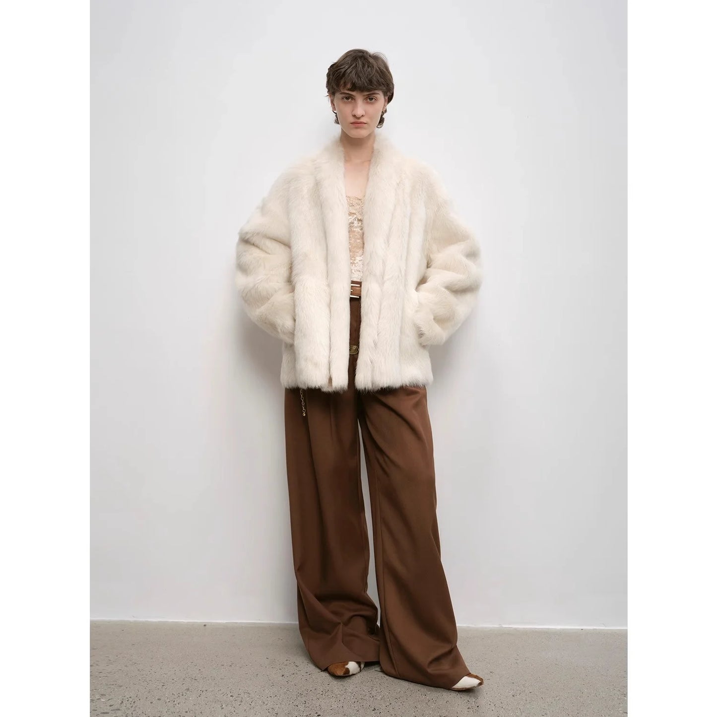 "Winter Love Island"Tuscan Fur One-Piece Coat Women'S Long Hanging Collar Straight Fur Coat
