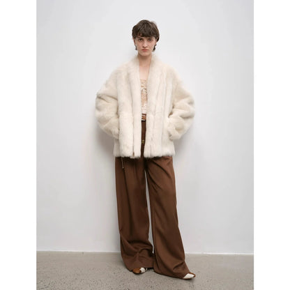 "Winter Love Island"Tuscan Fur One-Piece Coat Women'S Long Hanging Collar Straight Fur Coat