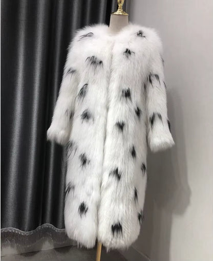 2019 Autumn Nature Fur Coat Jacket Fox Fur Knit Coat Winter Women Fur Fashion Pattern Fox Fur Medium Long Section Coats