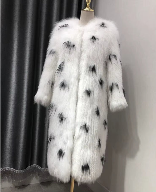 2019 Autumn Nature Fur Coat Jacket Fox Fur Knit Coat Winter Women Fur Fashion Pattern Fox Fur Medium Long Section Coats