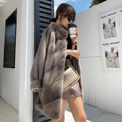 2025 New Import Real Mink Fur Coats Women High Quality Winter Warm Thick Natural Mink Fur Jackets Female Oversize