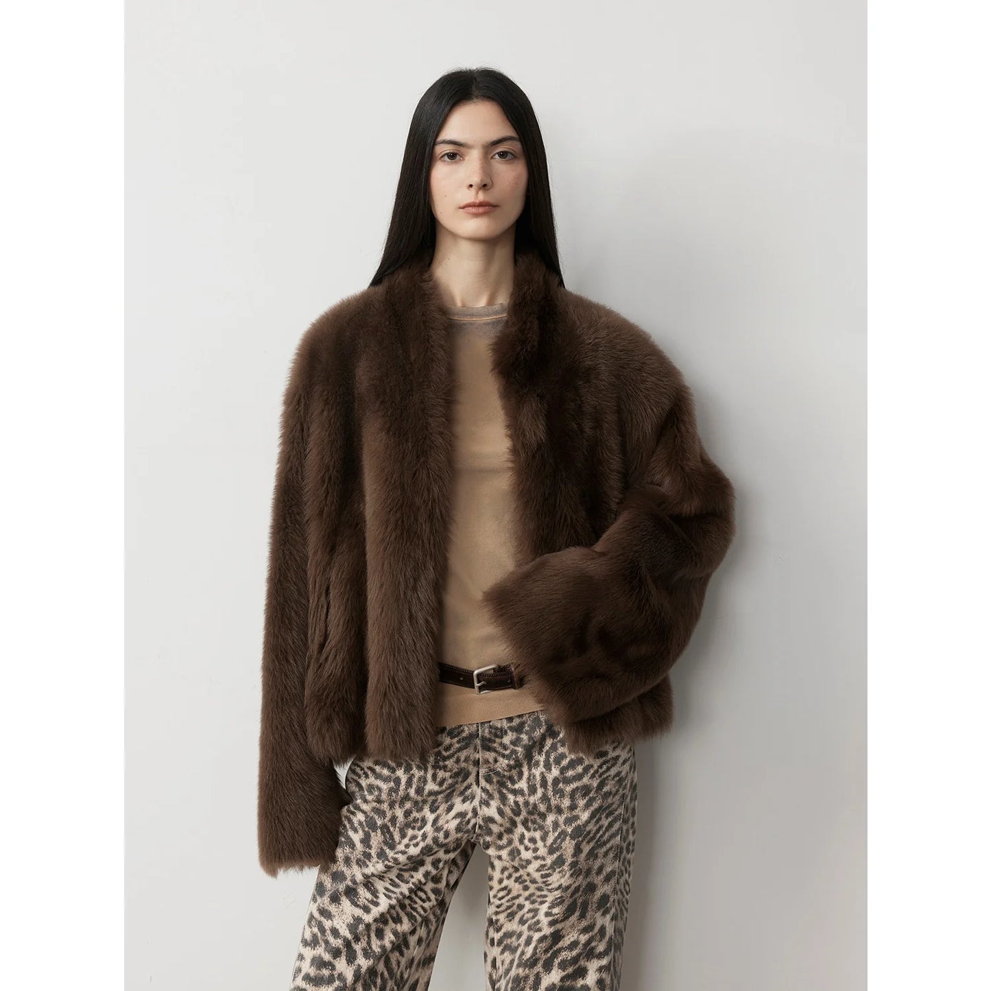 Practical Wearism Casual Urban Drop Shoulder Stand Collar Tuscan Sheepskin