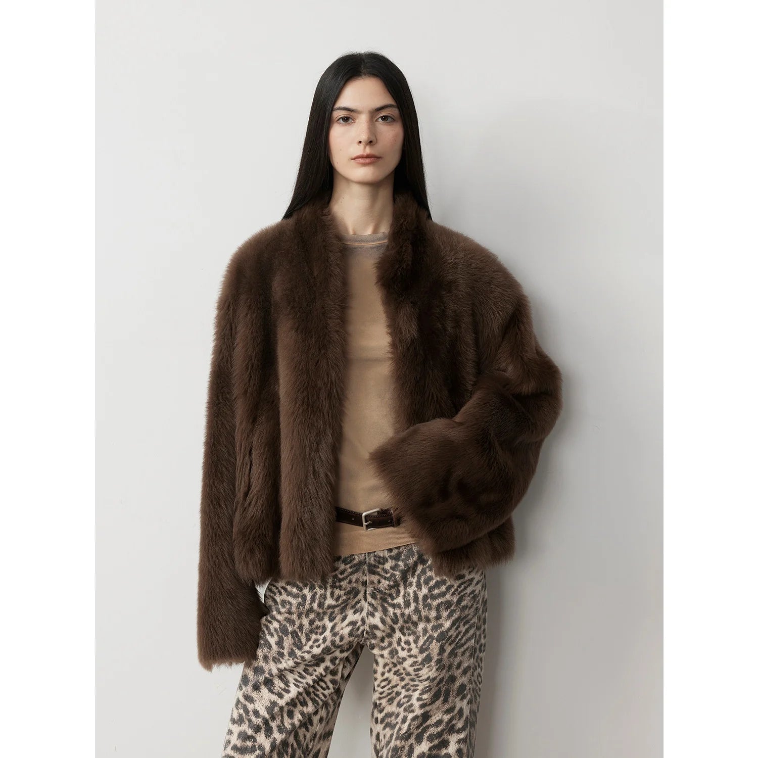 Practical Wearism Casual Urban Drop Shoulder Stand Collar Tuscan Sheepskin