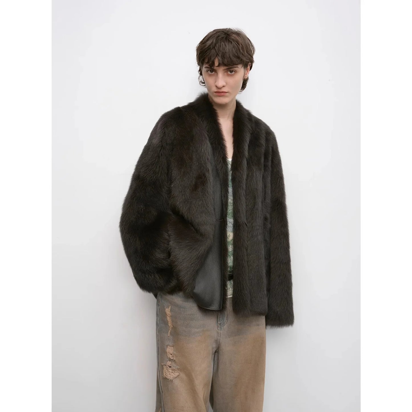 "Winter Love Island"Tuscan Fur One-Piece Coat Women'S Long Hanging Collar Straight Fur Coat