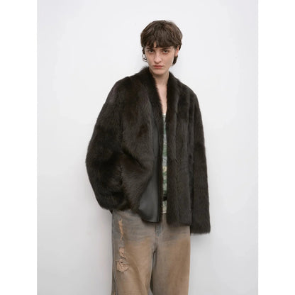 "Winter Love Island"Tuscan Fur One-Piece Coat Women'S Long Hanging Collar Straight Fur Coat