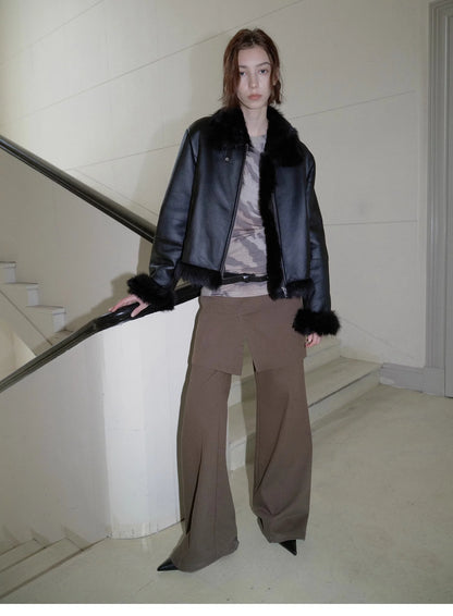 "Luxury and Elegance" Motorcycle Style Tuscan Sheepskin Short Fur Coat for Women