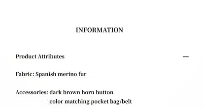 "Mocha Phantom" Merino Wool Dropped Shoulder Long Asymmetric Placket Sheepskin Coat