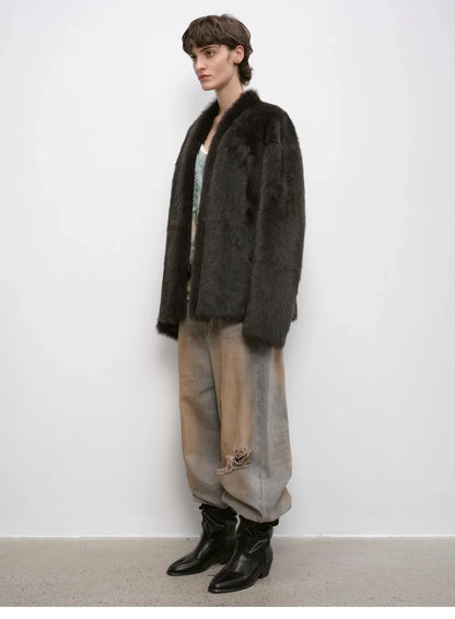 "Winter Love Island"Tuscan Fur One-Piece Coat Women'S Long Hanging Collar Straight Fur Coat