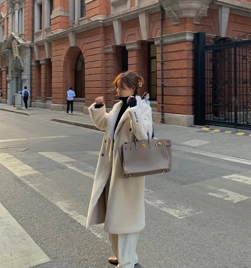 "Korean Drama Ace" Merino Mid-Length Sheepskin Coat