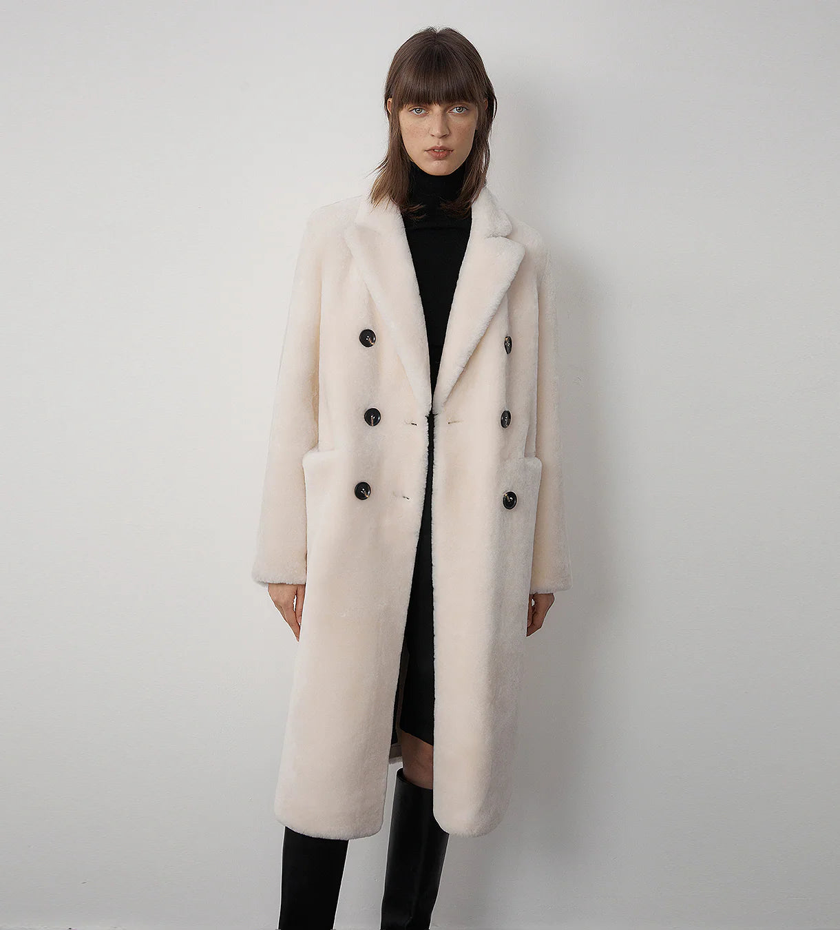 "Korean Drama Ace" Merino Mid-Length Sheepskin Coat