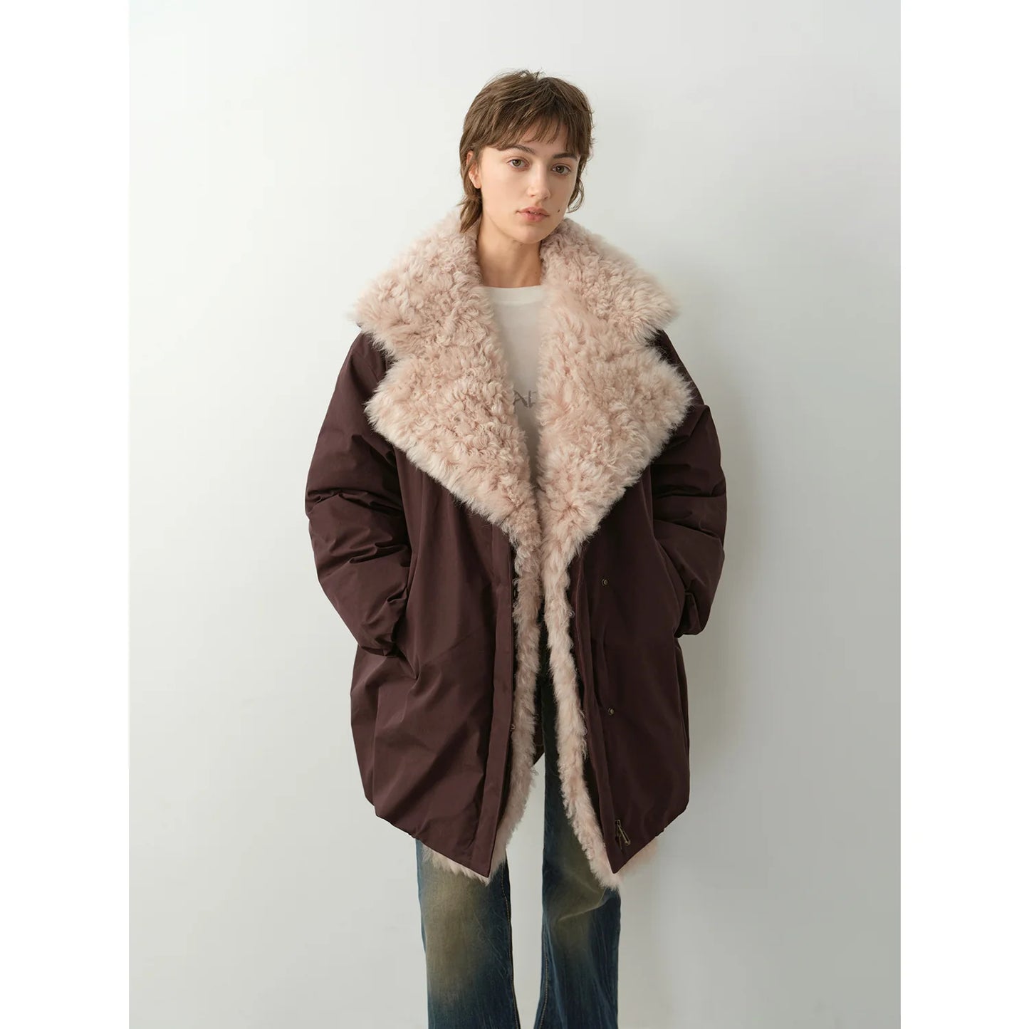 "Modern Introduction" Detachable Toka Fur Collar Fur Coat Silhouette 90 Goose down Parka Winter
