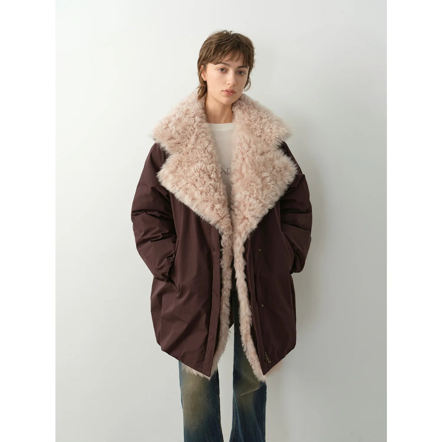 "Modern Introduction" Detachable Toka Fur Collar Fur Coat Silhouette 90 Goose down Parka Winter
