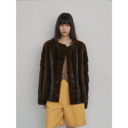 Vintage Clock Velvet Mink Fur Coat Winter