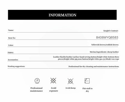 Fireladyfur Merino Wool Sheepskin Coat with Stand-Up Fur Collar"Knight'S Contract"
