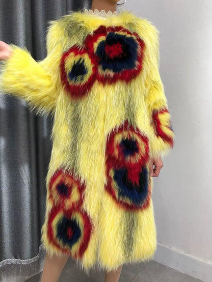 2019 Autumn Nature Fur Coat Jacket Fox Fur Knit Coat Winter Women Fur Fashion Pattern Fox Fur Medium Long Section Coats