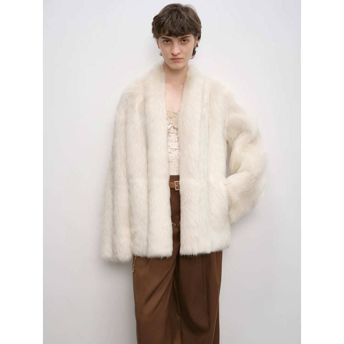 "Winter Love Island"Tuscan Fur One-Piece Coat Women'S Long Hanging Collar Straight Fur Coat