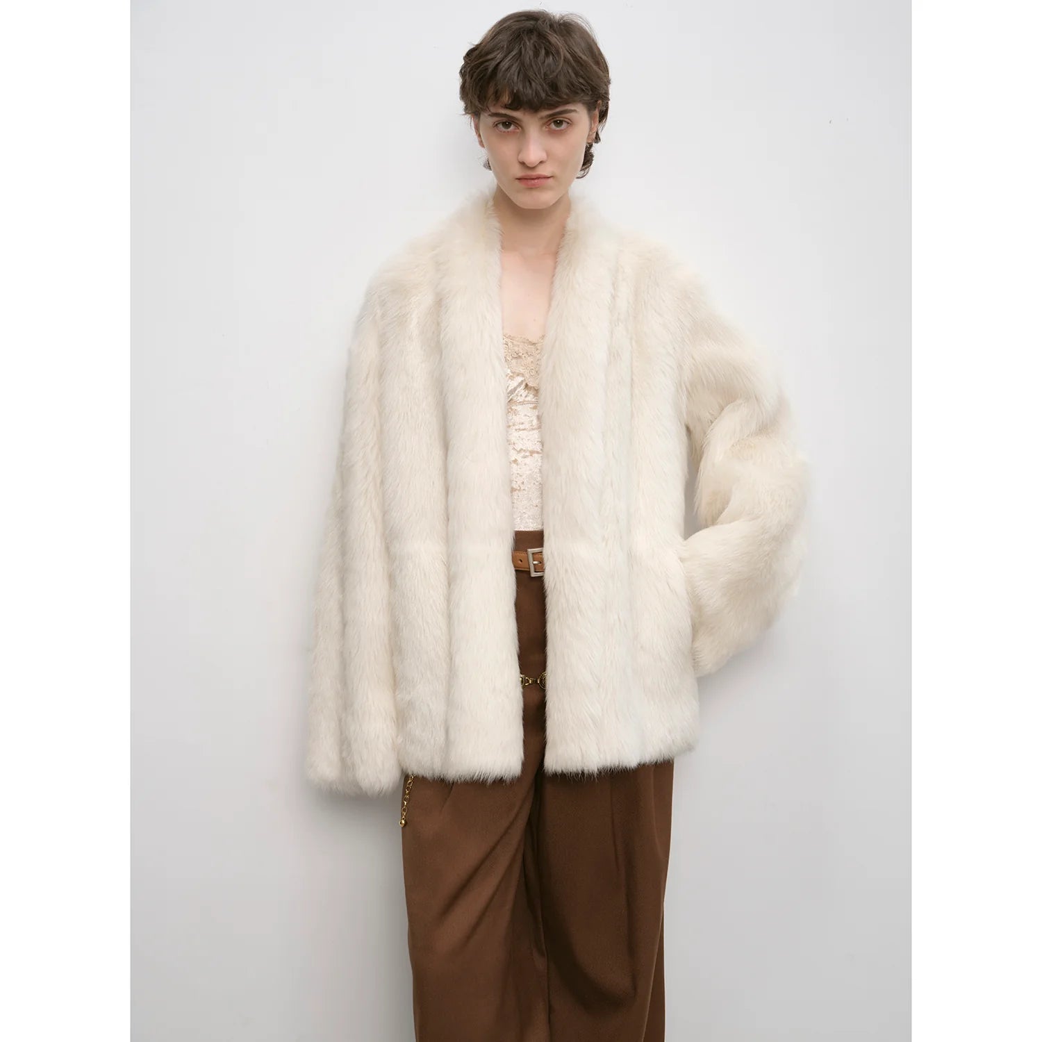 "Winter Love Island"Tuscan Fur One-Piece Coat Women'S Long Hanging Collar Straight Fur Coat