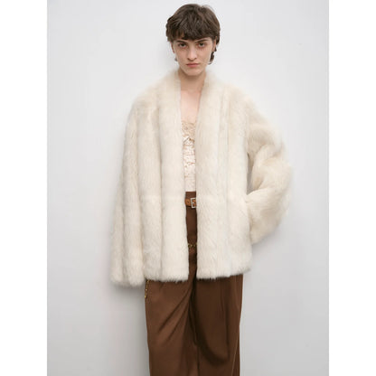 "Winter Love Island"Tuscan Fur One-Piece Coat Women'S Long Hanging Collar Straight Fur Coat