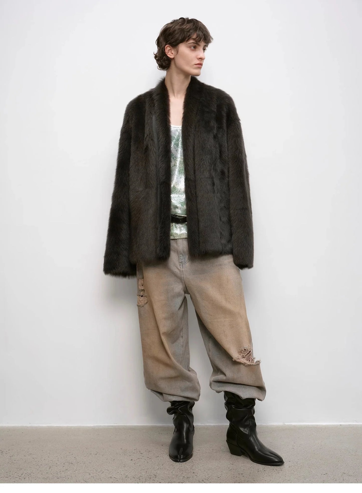 "Winter Love Island"Tuscan Fur One-Piece Coat Women'S Long Hanging Collar Straight Fur Coat