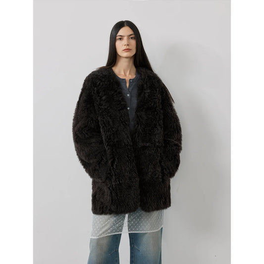 Peach Oolong Tuscan Sheepskin Coat Winter