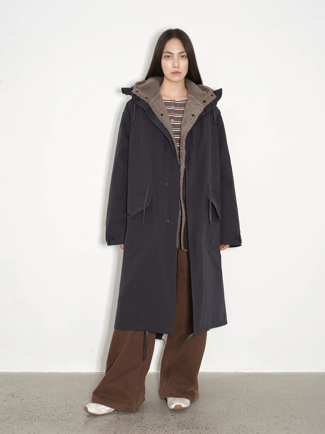 "Winter Institute" Windproof and Warm Drop Shoulder Large Version Long Hooded Detachable Liner Parka