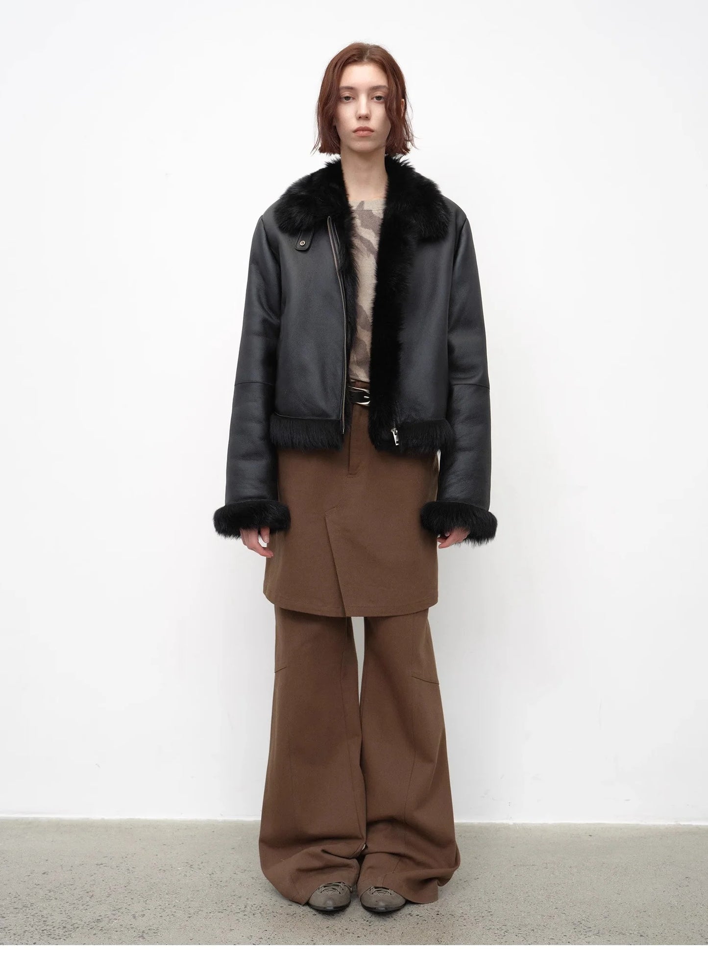 "Luxury and Elegance" Motorcycle Style Tuscan Sheepskin Short Fur Coat for Women