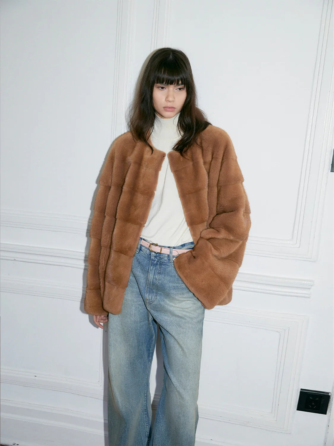 Vintage Clock Velvet Mink Fur Coat Winter