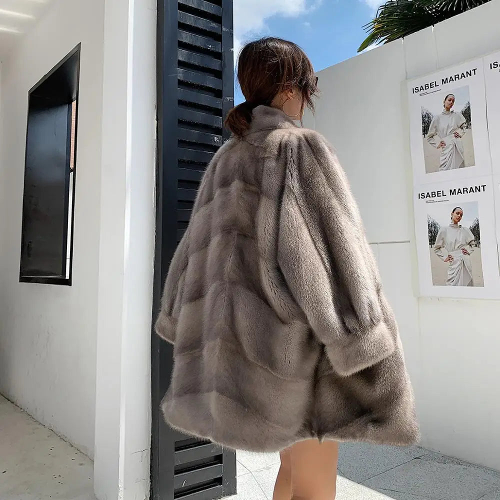 2025 New Import Real Mink Fur Coats Women High Quality Winter Warm Thick Natural Mink Fur Jackets Female Oversize