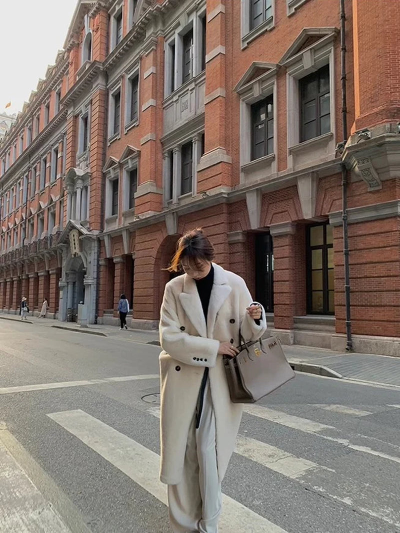 "Korean Drama Ace" Merino Mid-Length Sheepskin Coat