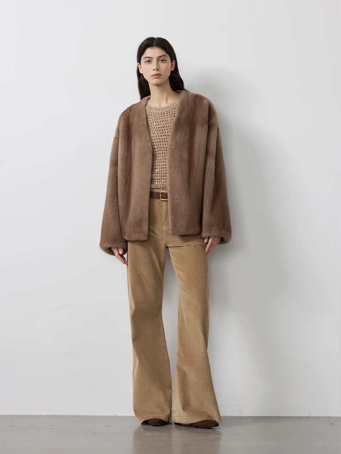 Louvre Mink V-Neck Jacket