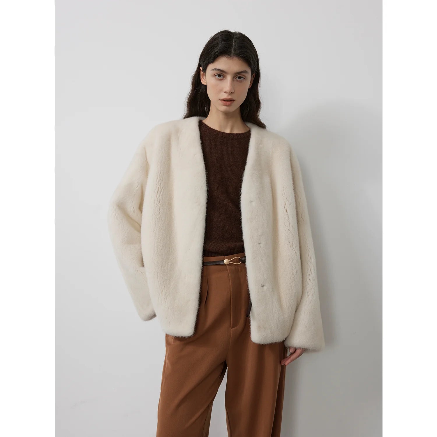 Louvre Mink V-Neck Jacket