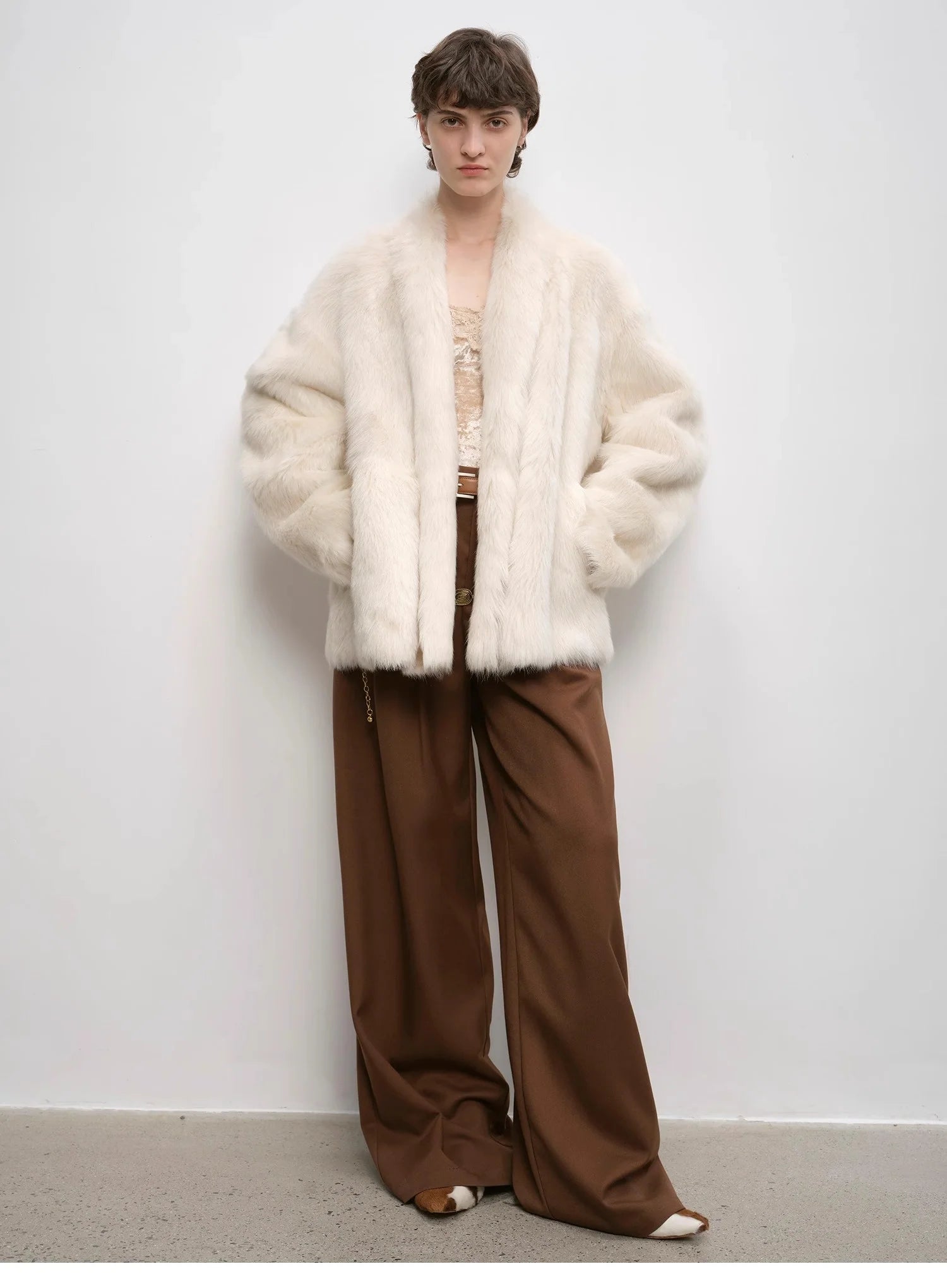 "Winter Love Island"Tuscan Fur One-Piece Coat Women'S Long Hanging Collar Straight Fur Coat