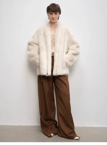 "Winter Love Island"Tuscan Fur One-Piece Coat Women'S Long Hanging Collar Straight Fur Coat