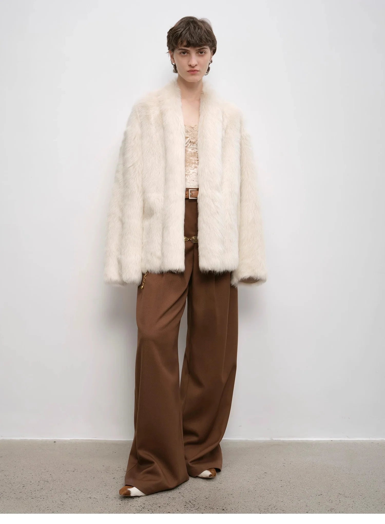 "Winter Love Island"Tuscan Fur One-Piece Coat Women'S Long Hanging Collar Straight Fur Coat